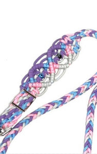Fancy braided split reins pastel colors with beading....beautiful yet practical