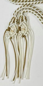 Fancy  elegant braided split macrame reins in white and gold...beautiful yet practical