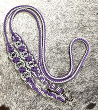8' Fancy  braided loop reins with  amethyst beads