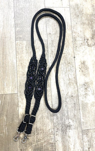 Black Beaded Browband Headstall with a fancy braided browband with matching reins....all sizes.