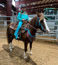 Turquoise  horse tack set,  (fringe breast collar, wither strap, reins, and bridle)