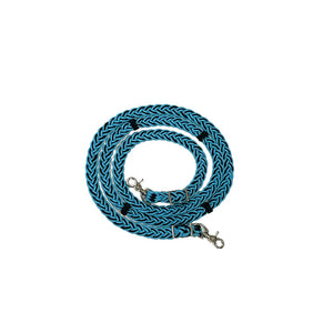 Wide  reins plain or you can add grip knots….you choose length and colors