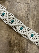 White fancy macrame  breast collar turquoise howlite  beads