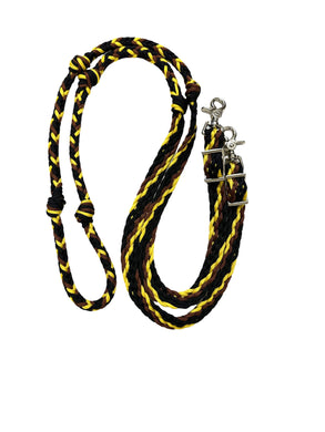 Sunflower Barrel Reins, Round with grip knots...You choose color and length.