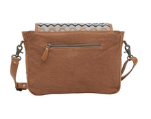Tapestry and leather shoulder  bag with leather strap