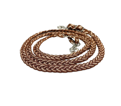 Wide  reins plain or you can add grip knots….you choose length and colors