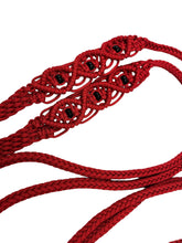 Fancy braided split reins in red with genuine black obsidian  gemstones...beautiful yet practical