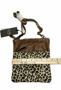 Myra Bag Crossbody Bag Leather Crossbody Purse Cheetah Print with Hairon Small