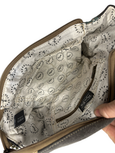 Tapestry and leather shoulder  bag with leather strap