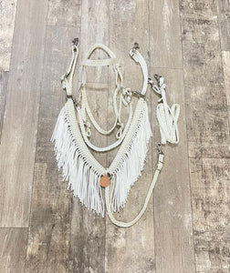 Fringe horse tack set,  (fringe breast collar, wither strap, reins, and bridle)