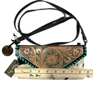 myra wallet purse tooled leather and cowhide