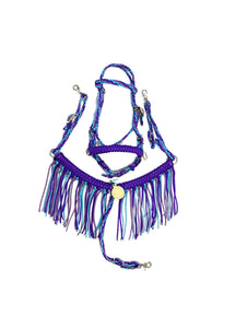 Pony Set- Purple, lilac,and neon turquoise with Bitless Bridle