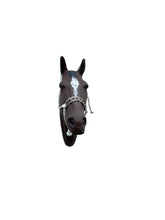 White Braided mule tape horse halter with rattlesnake print noseband