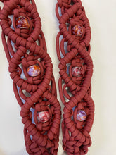 Fancy braided split reins in crimson with European painted glass beads...beautiful yet practical