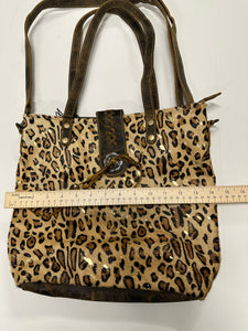 Myra Bag large shoulder Bag Leather Purse Cheetah Print with Hairon Small