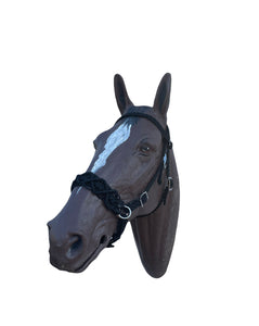Horse Bitless bridle with fancy braided side pull hackamore