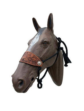Sunflower Braided mule tape horse halter with bronc noseband