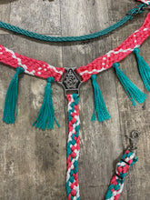 horse mule tape tack set,  (fringe breast collar, wither strap, reins, and bridle)
