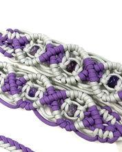 8' Fancy  braided loop reins with  amethyst beads