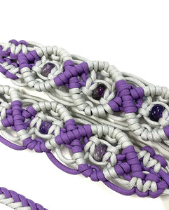 8' Fancy  braided loop reins with  amethyst beads