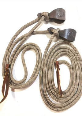 Mecate rein 22' with chocolate leather slobber straps....more colors avaialble