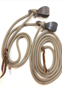 Mecate rein 22' with chocolate leather slobber straps....more colors avaialble