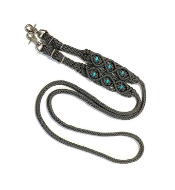 8' Fancy  braided loop reins charcoal grey