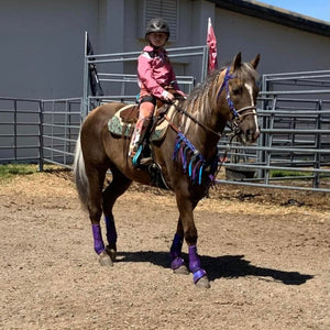 horse mule tape tack set,  (fringe breast collar, wither strap, reins, and bridle)