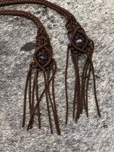 Fancy braided split reins in walnut brown with genuine sodalite gemstones...beautiful yet practical