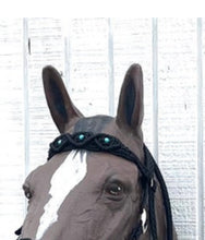 Black Beaded Browband Headstall with a fancy braided browband with matching reins....all sizes.