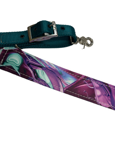 Purple and teal breast collar nylon horse size