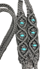 Fancy braided split reins in charcoal grey  with genuine howlite gemstones...beautiful yet practical