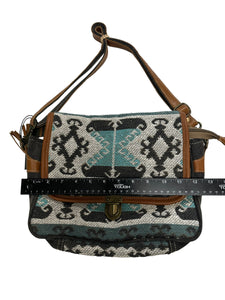 Tapestry and leather shoulder  bag with leather strap