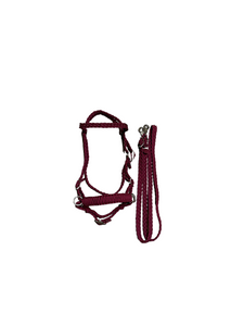 complete bitless bridle side pull hackamore burgundy....pony, Cob, Horse. or Draft horse size