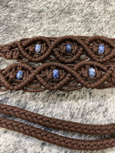 Fancy braided split reins in walnut brown with genuine sodalite gemstones...beautiful yet practical