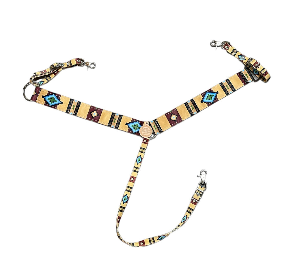 Tan tribal print breast collar nylon horse size