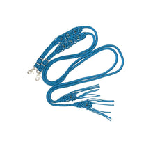 Fancy braided split reins in Carribean blue with agate  gemstones...beautiful yet practical